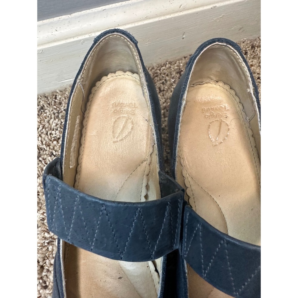 Sergio Tomani Blue Leather Mary Jane Low Heel Pumps EU 38 US 7.5 - Picture 8 of 10